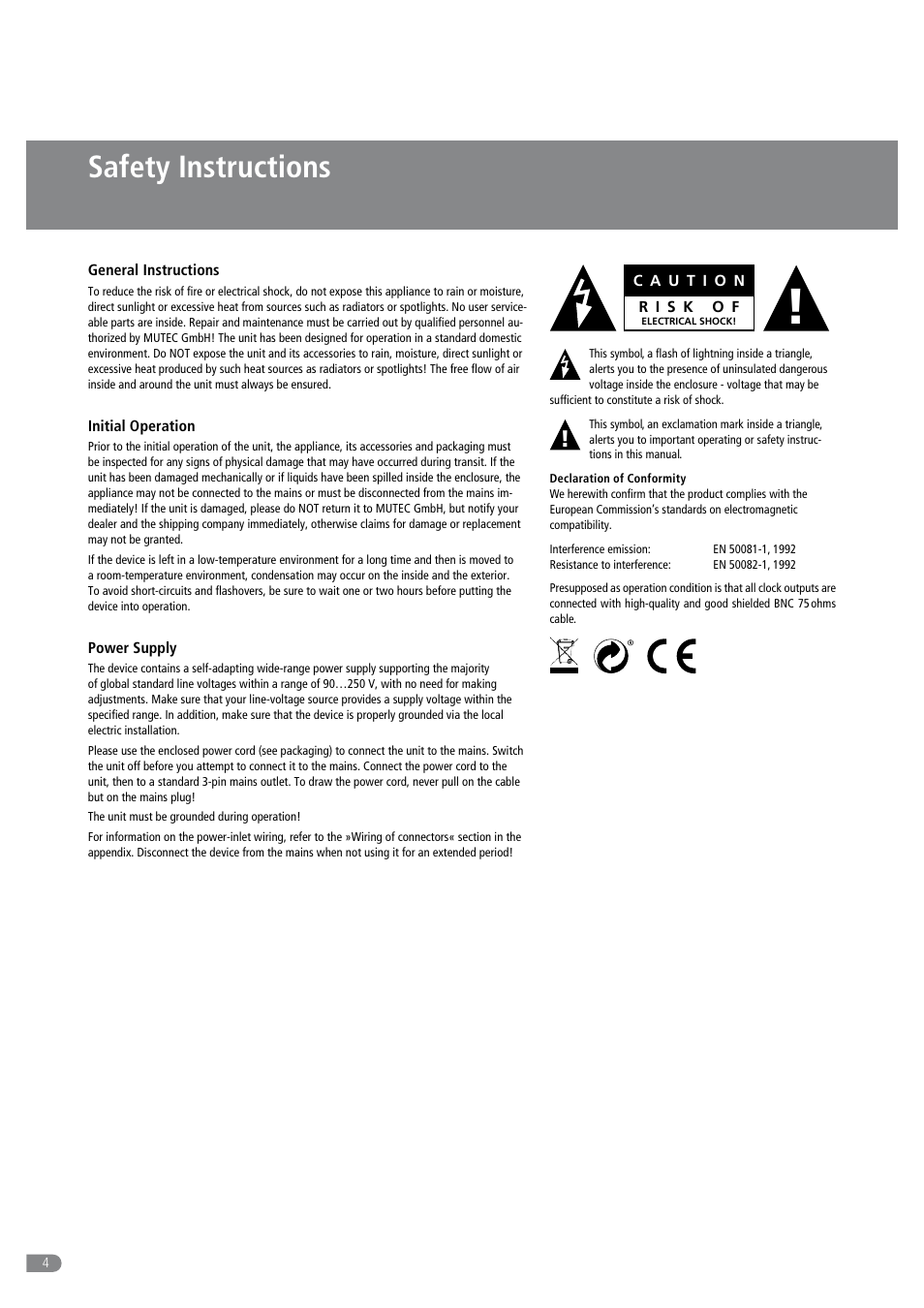 Safety instructions | MUTEC MC-1.2 User Manual | Page 4 / 20