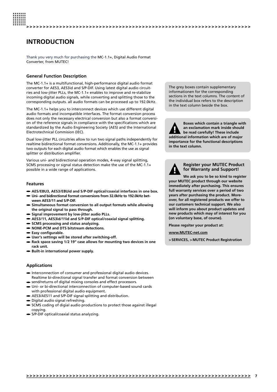 Introduction | MUTEC MC-1.1+ User Manual | Page 7 / 22