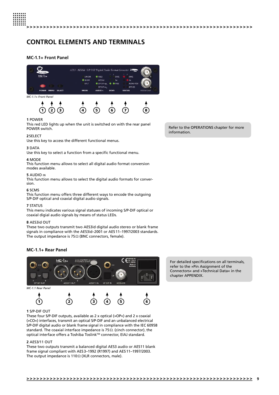 Control elements and terminals | MUTEC MC-1.1+ User Manual | Page 9 / 22