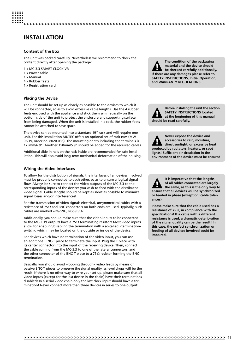 Installation | MUTEC MC-3.3 Smart Clock VR User Manual | Page 11 / 20