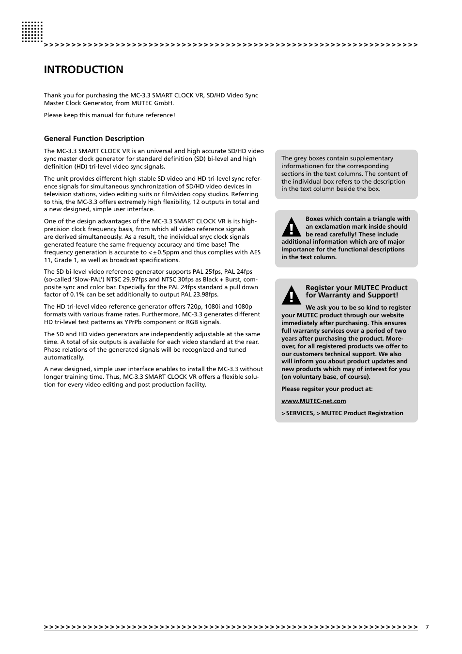 Introduction | MUTEC MC-3.3 Smart Clock VR User Manual | Page 7 / 20
