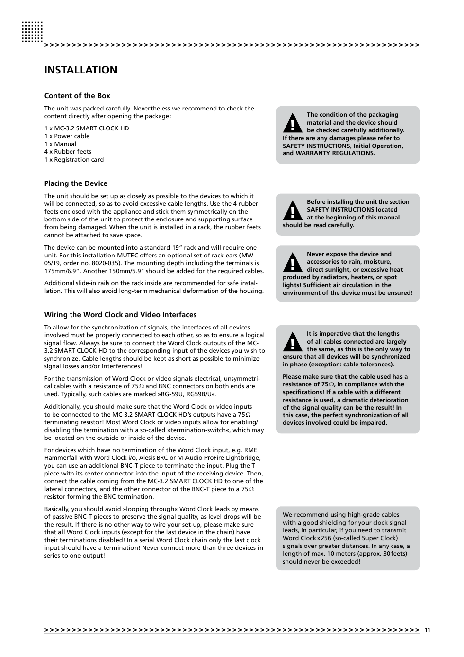 Installation | MUTEC MC-3.2 Smart Clock HD User Manual | Page 11 / 22