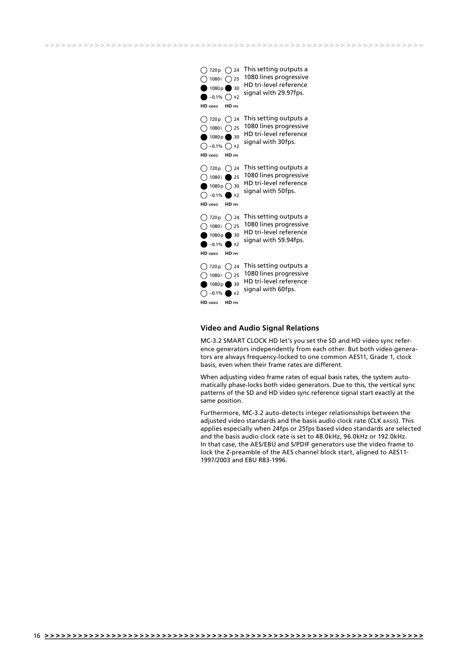 Video and audio signal relations | MUTEC MC-3.2 Smart Clock HD User Manual | Page 16 / 22