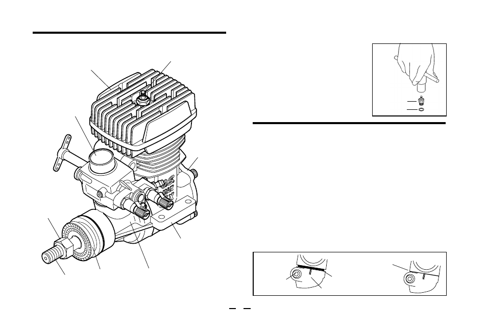 Basic engine parts, Installation of the carburetor, Installing the glowplug | O.S. Engines 61RX-H WC User Manual | Page 8 / 36
