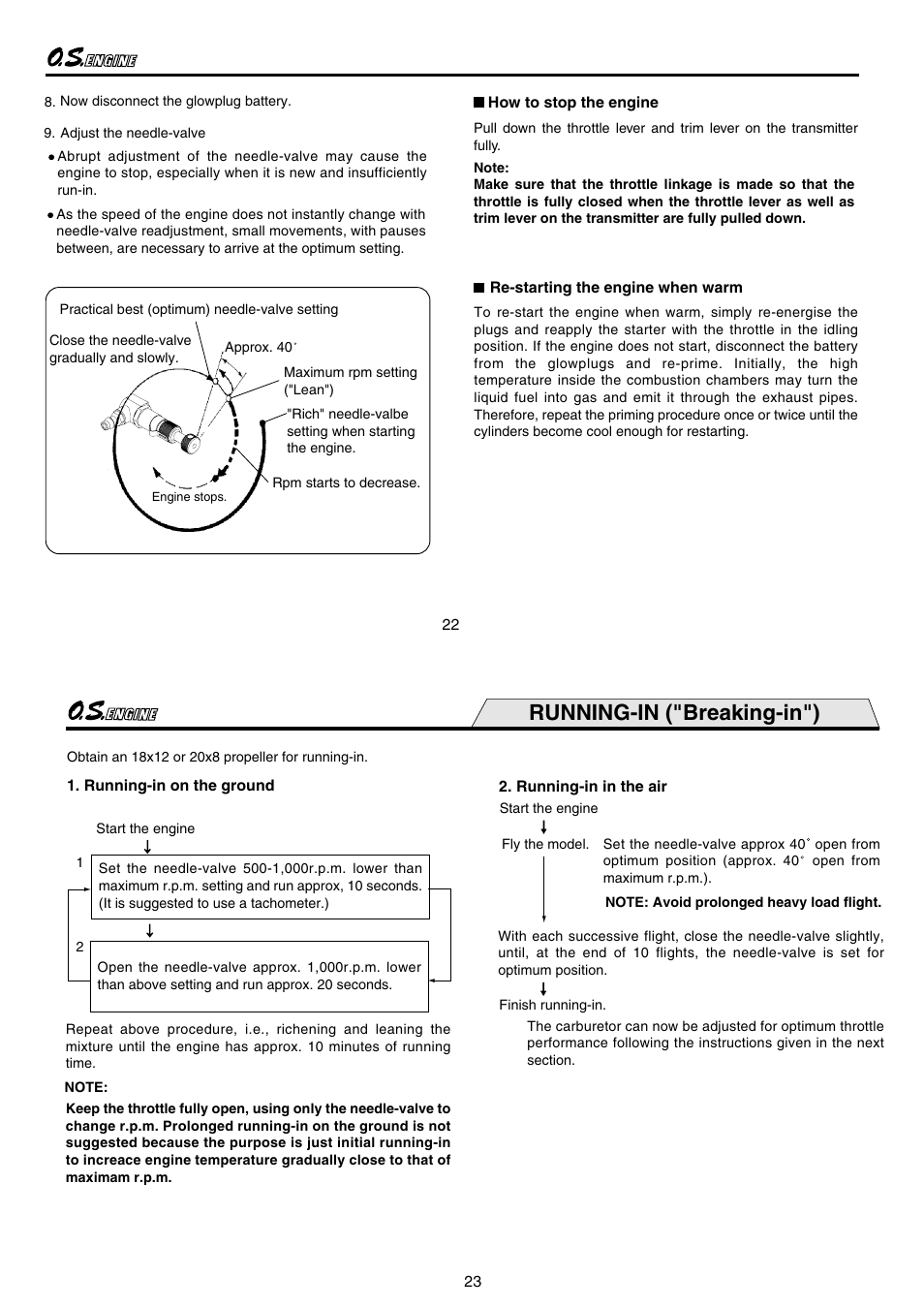 Running-in ("breaking-in") | O.S. Engines IL-300 User Manual | Page 12 / 18
