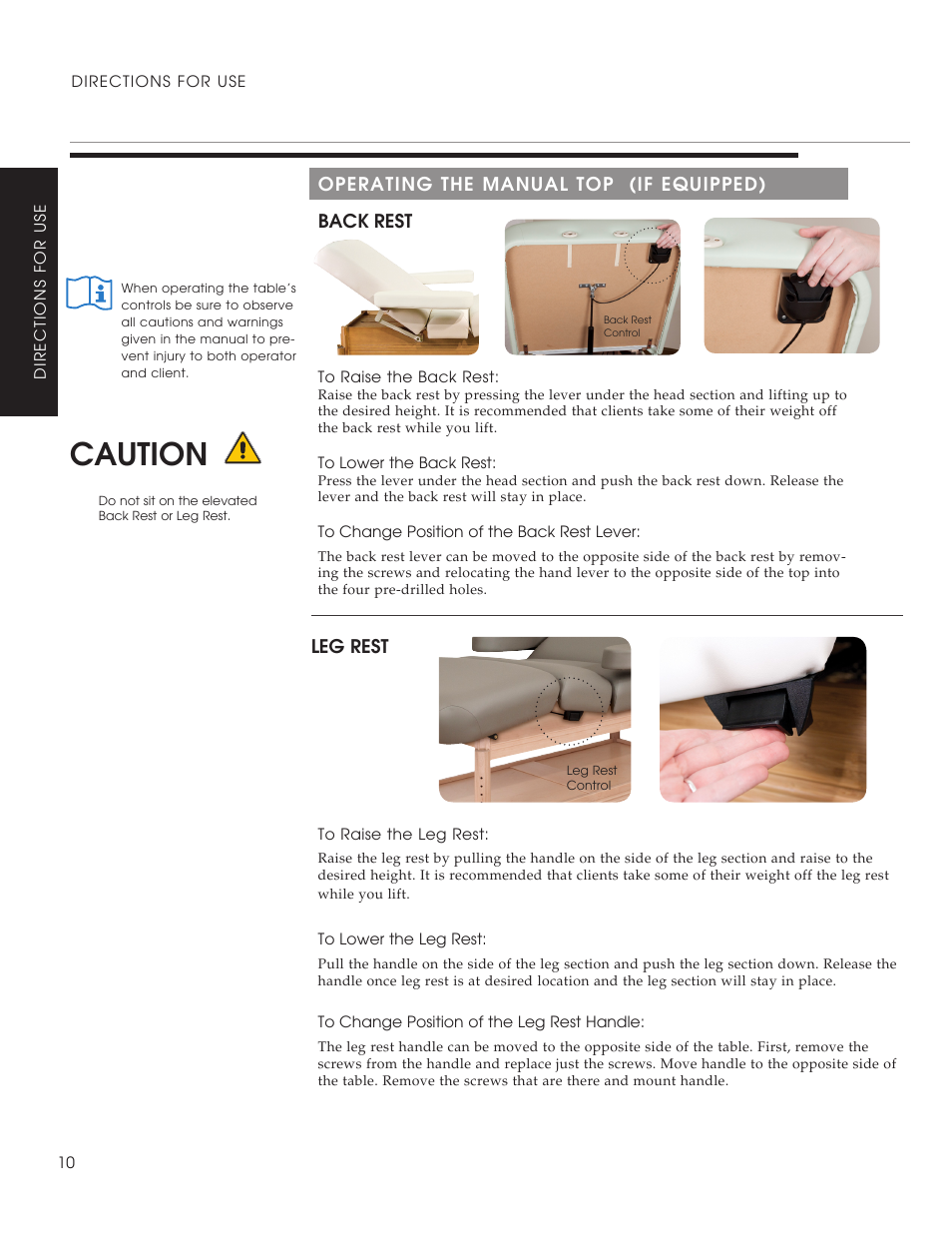 Caution | Oakworks Clinician - Electric / Hyrdaulic User Manual | Page 12 / 20