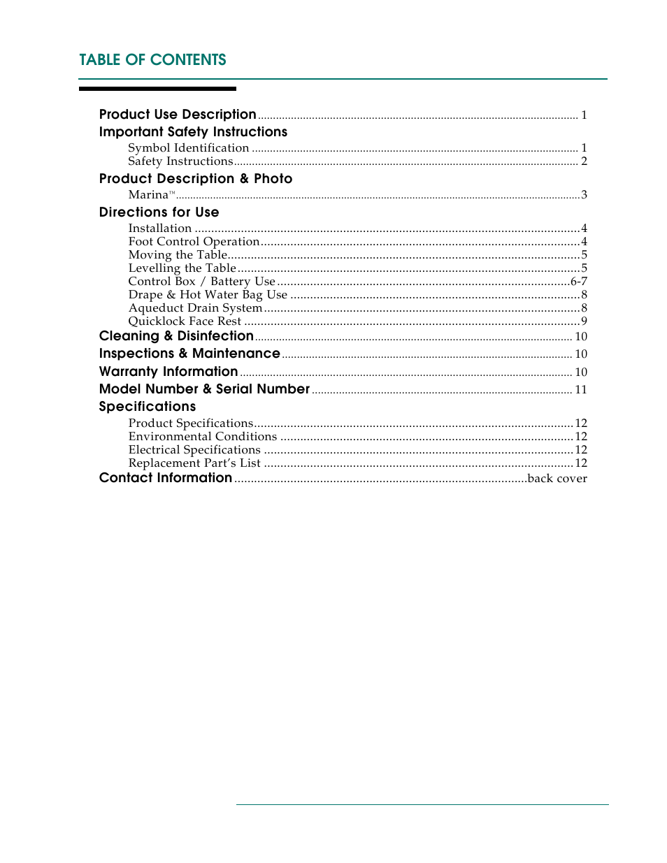 Oakworks Marina User Manual | Page 3 / 16