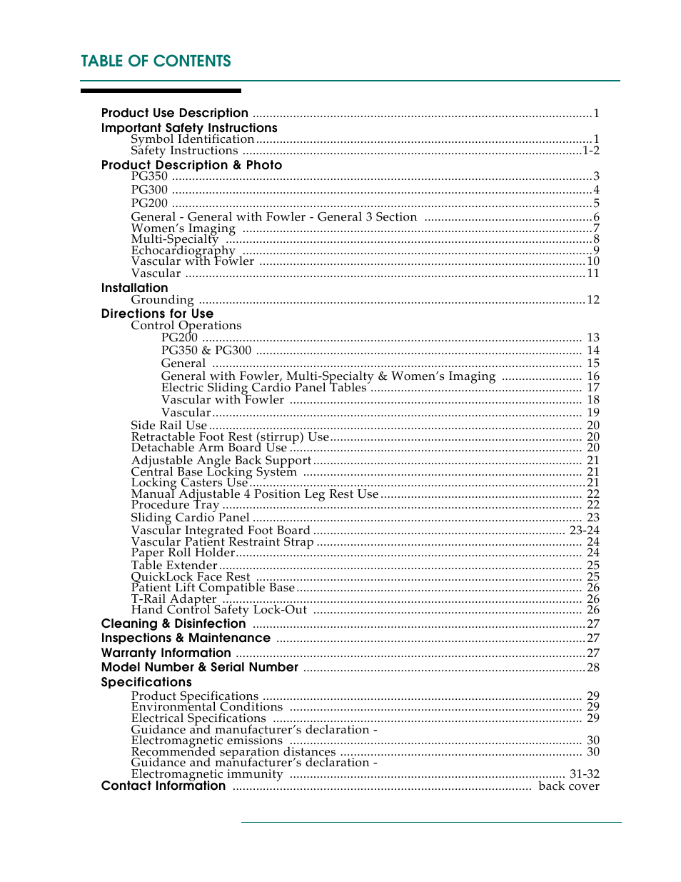 Oakworks Ultrasound / PG Series Rev.A User Manual | Page 3 / 36