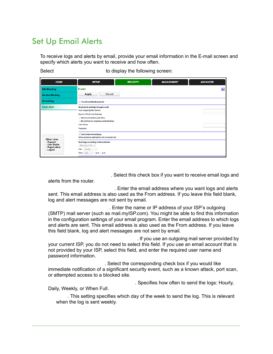Set up email alerts | On Networks N150R User Manual User Manual | Page 42 / 92
