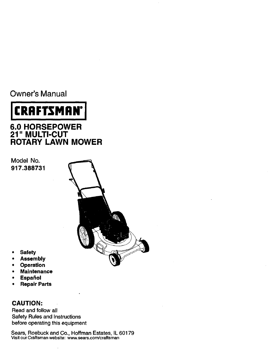 Craftsman 917.388731 User Manual | 25 pages