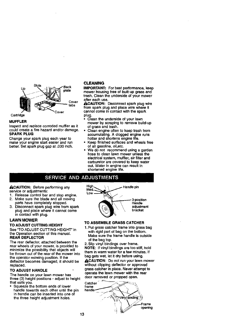 Cleaning, Service and adjustments | Craftsman 917.388731 User Manual | Page 13 / 25