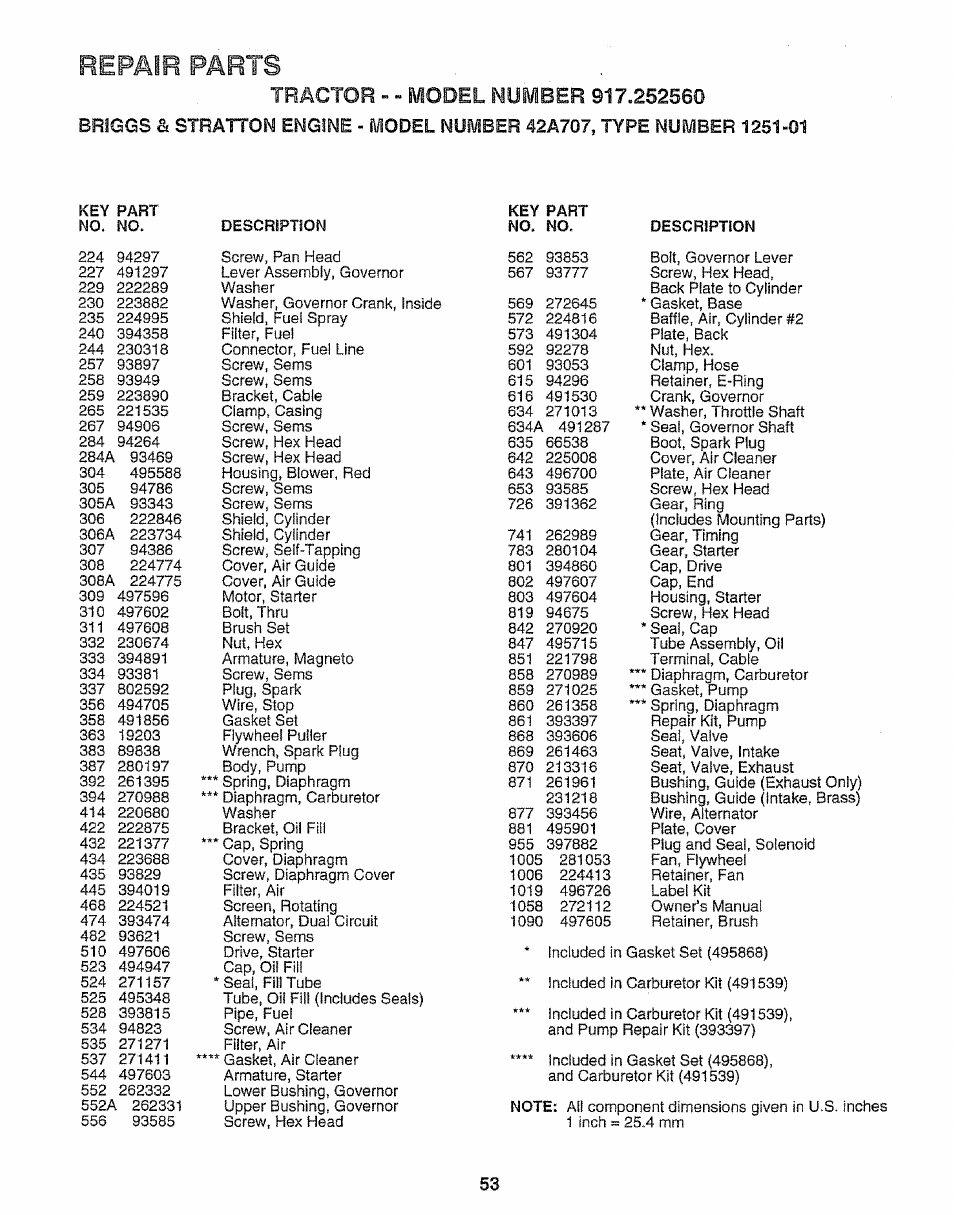 Repair farts | Craftsman 917.252560 User Manual | Page 53 / 56