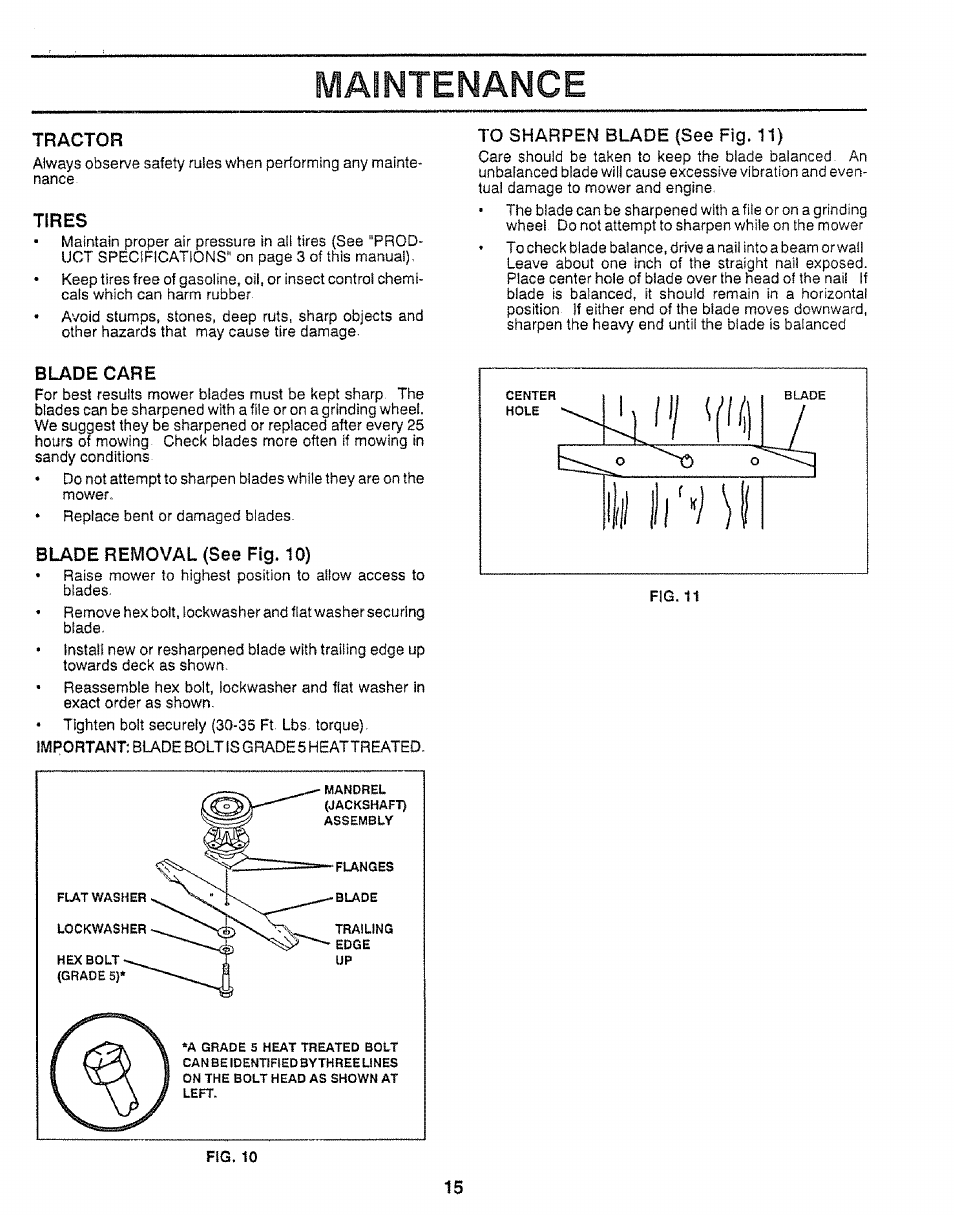 Maintenance, L| щ, Iii 1лм1 | Craftsman 917.255520 User Manual | Page 15 / 30