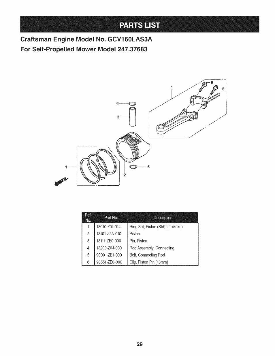 Parts lis | Craftsman 247.37683 User Manual | Page 29 / 68