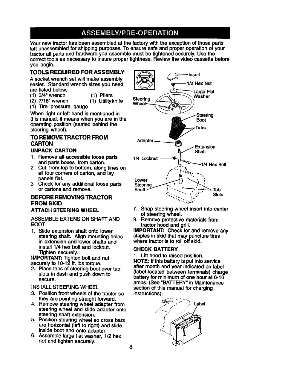 Assembly/pre-operation | Craftsman 917.271910 User Manual | Page 8 / 56