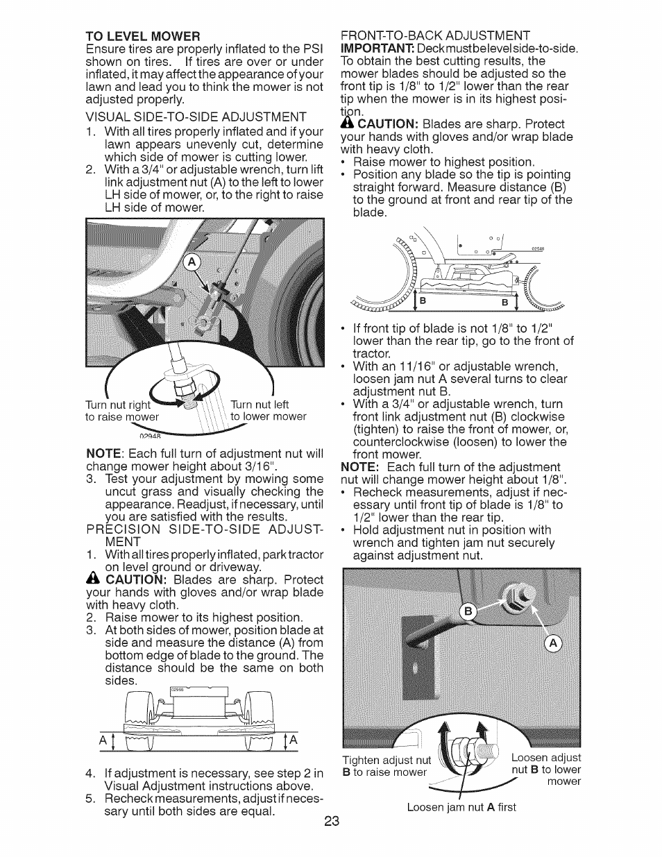 To level mower | Craftsman 917.28925 User Manual | Page 23 / 64
