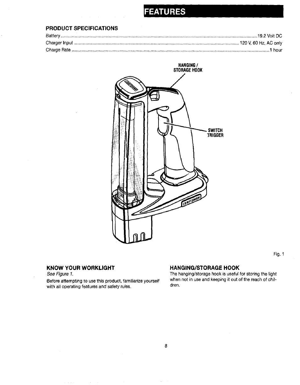 Features | Craftsman 315.114073 User Manual | Page 8 / 15