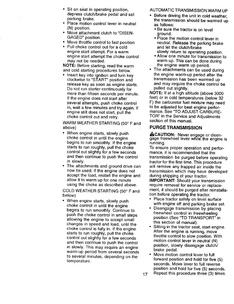 Purge transmission | Craftsman 917.273322 User Manual | Page 17 / 64