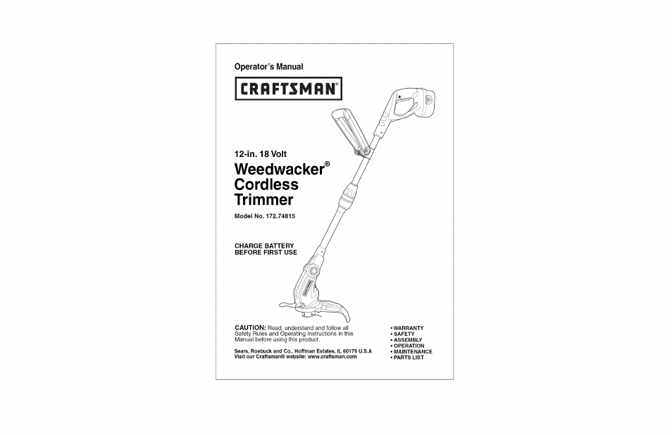 Craftsman 172.74815 User Manual | 17 pages