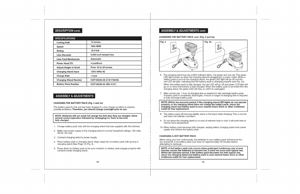 Assembly & adjustments, Description cont | Craftsman 172.74815 User Manual | Page 8 / 17