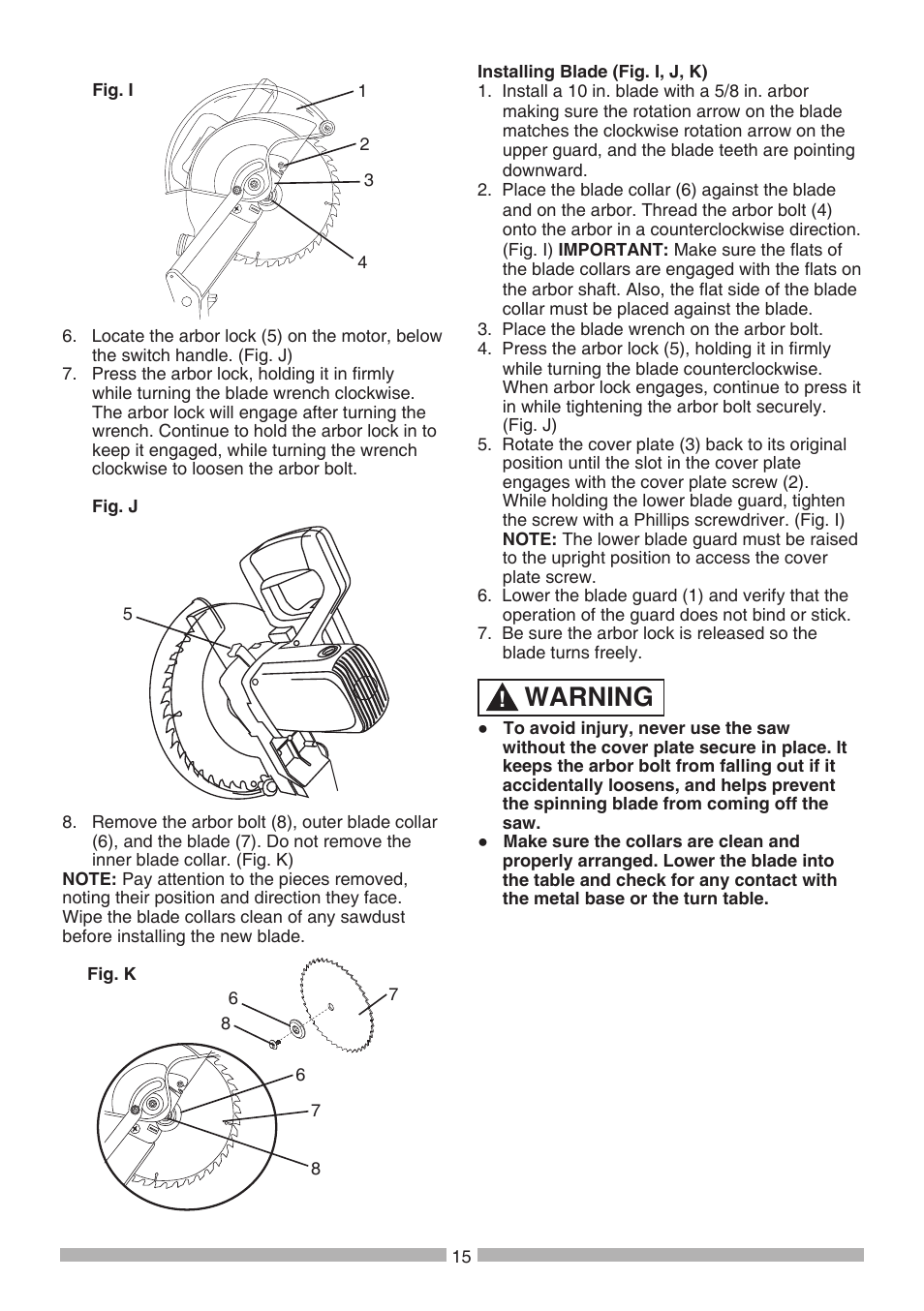 Warning | Craftsman 137.21241 User Manual | Page 15 / 31