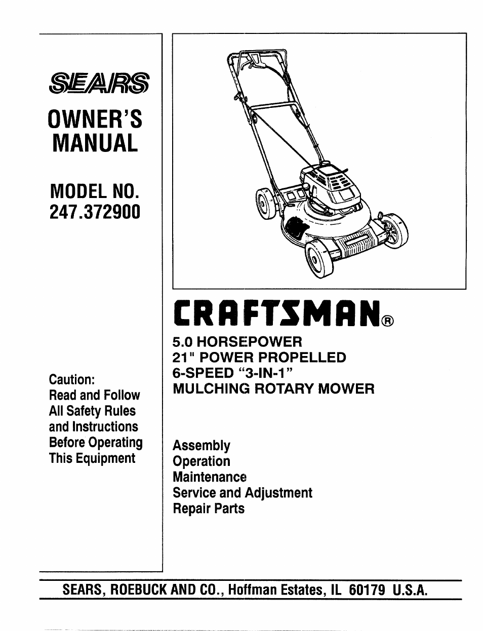 Craftsman 247.372900 User Manual | 24 pages