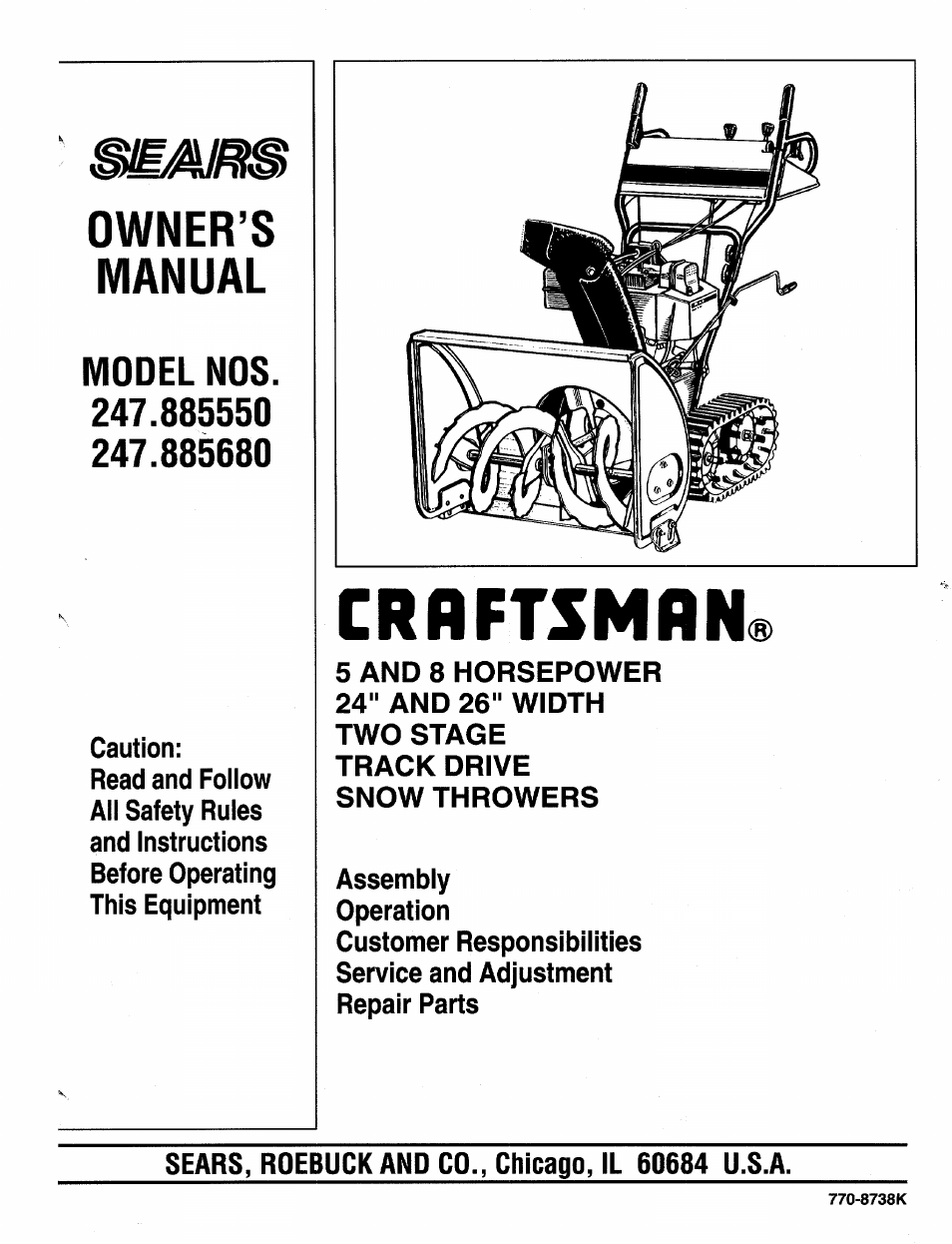 Craftsman 247.885680 User Manual | 40 pages