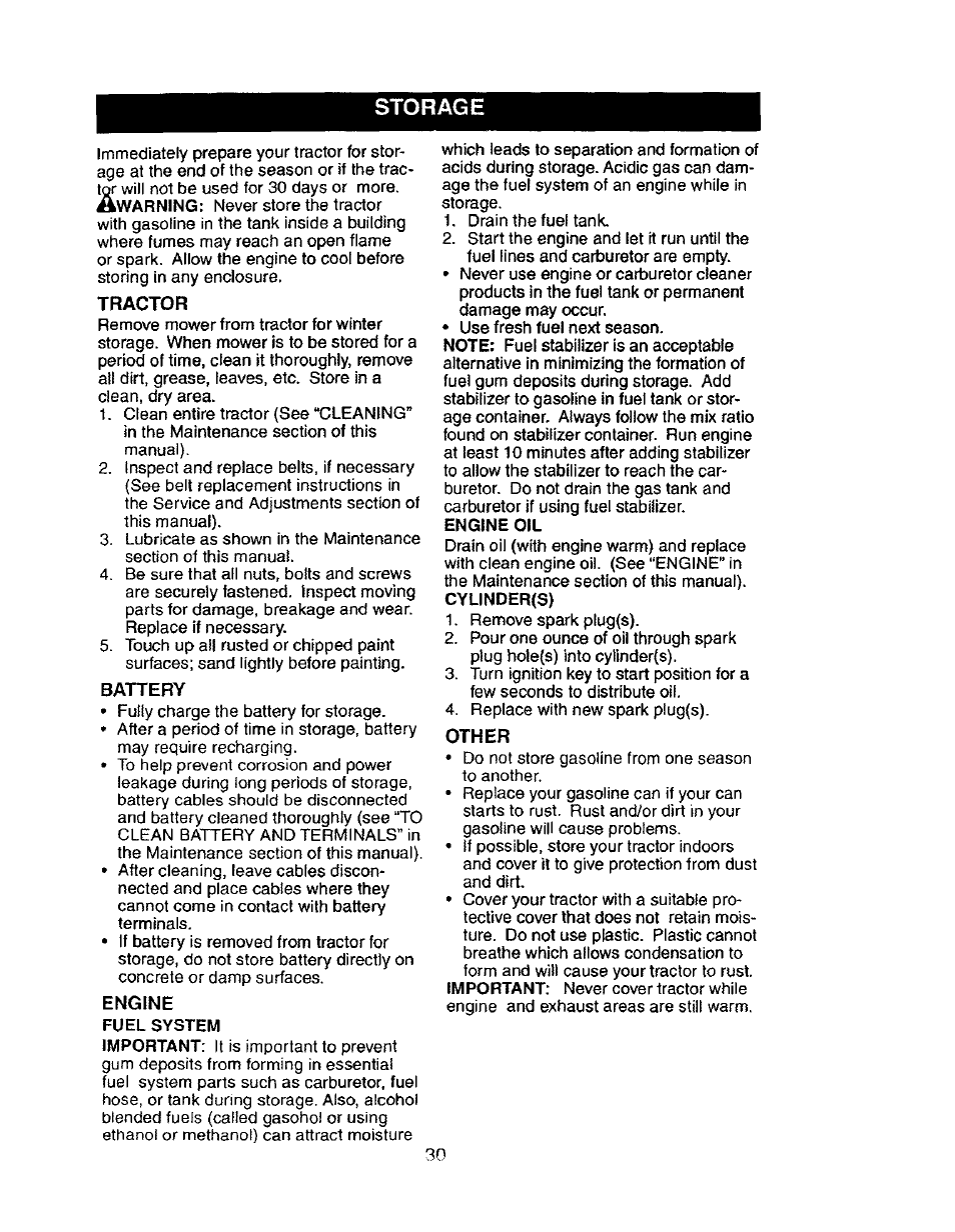 Storage | Craftsman 917.276030 User Manual | Page 30 / 64
