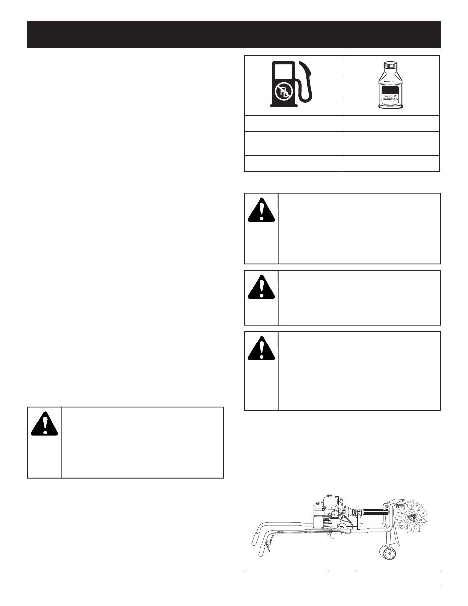 Precaucion, Advertencia, Informacion del aceite y del combustible | Craftsman 316.292561 User Manual | Page 26 / 40