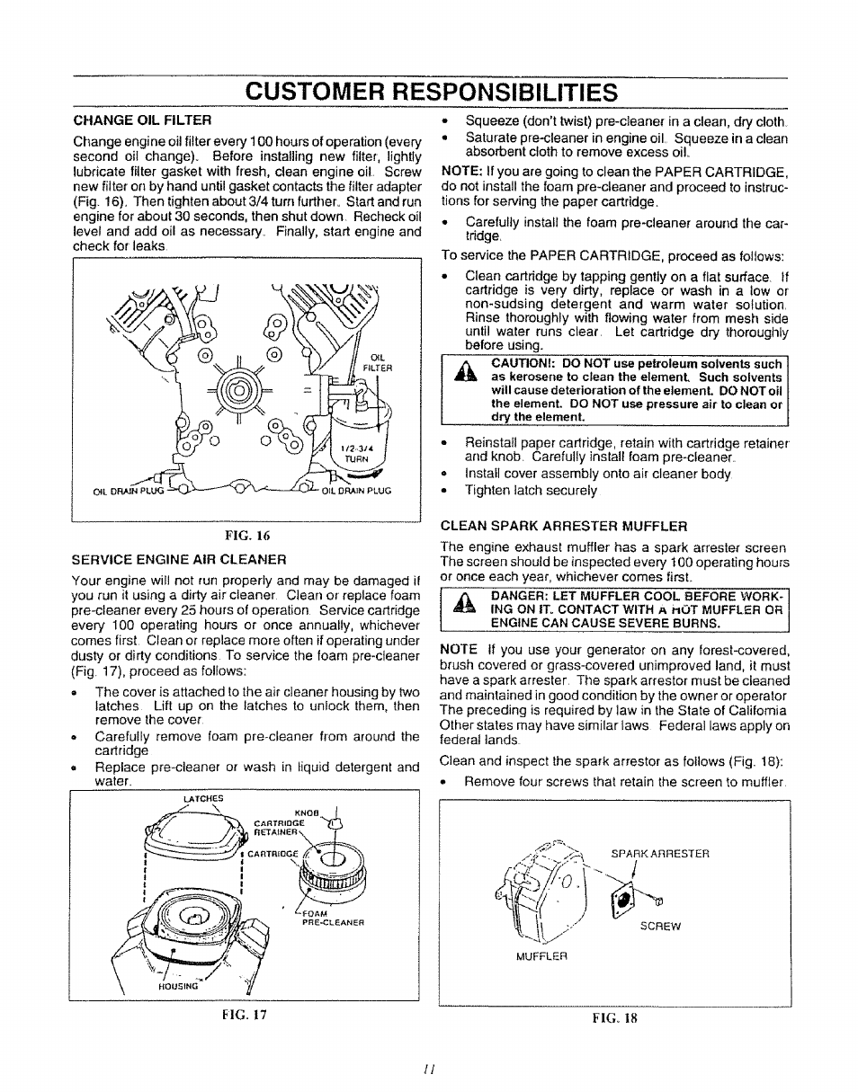 Custuivler responsibilities | Craftsman 580.327071 User Manual | Page 13 / 28