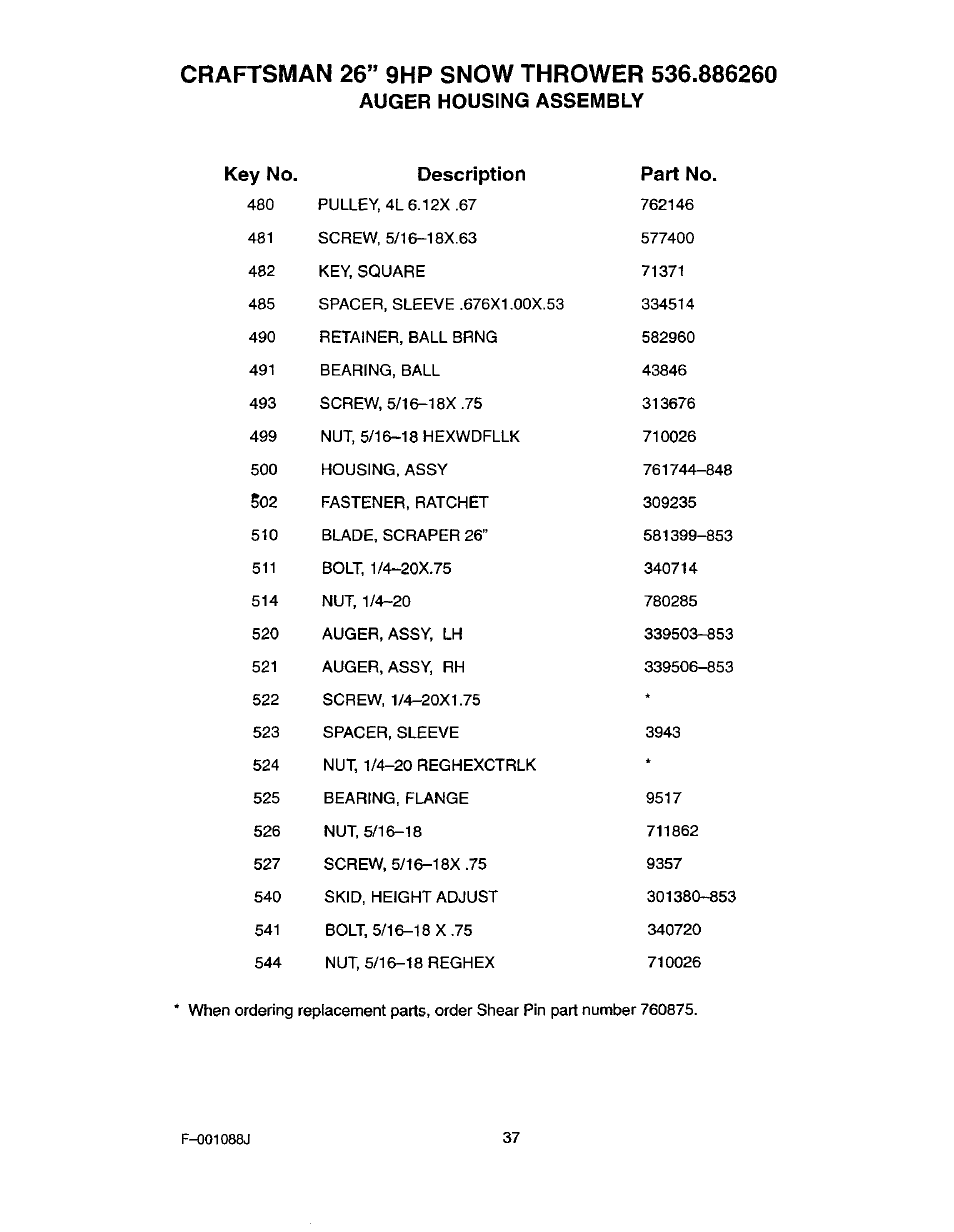 Craftsman 536.886260 User Manual | Page 37 / 54