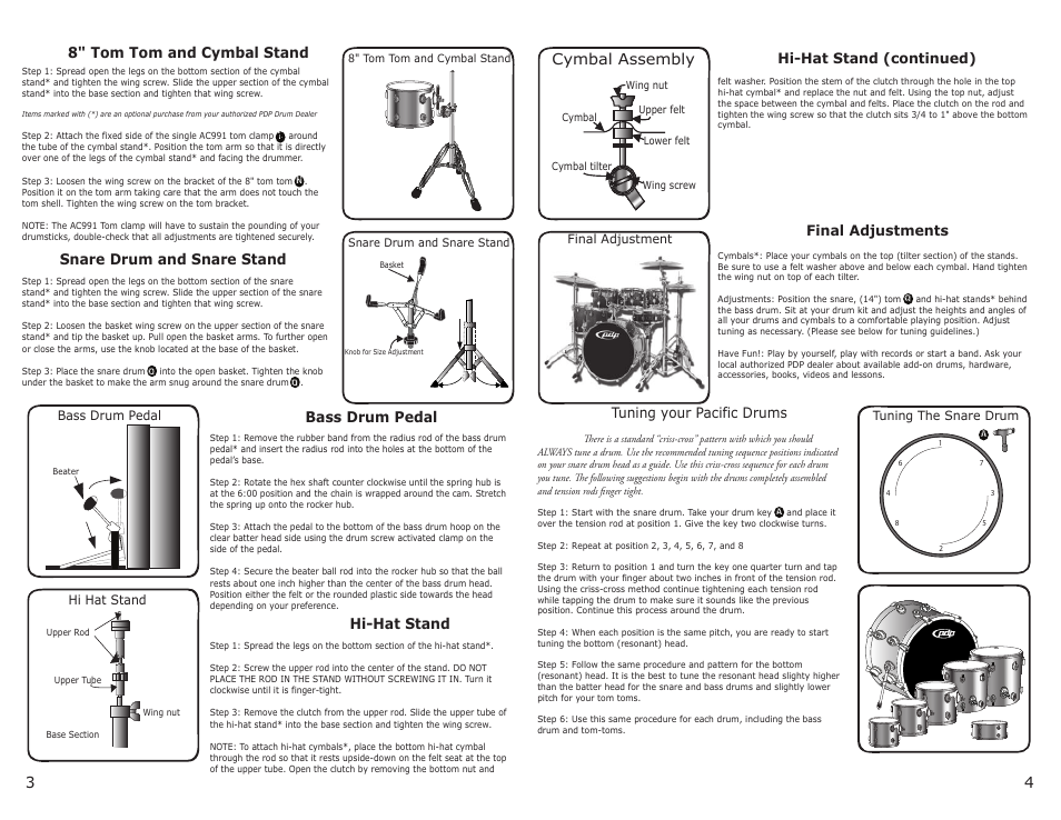Tuning your pacific drums | Pacific Drums & Percussion X7 SERIES User Manual | Page 3 / 5