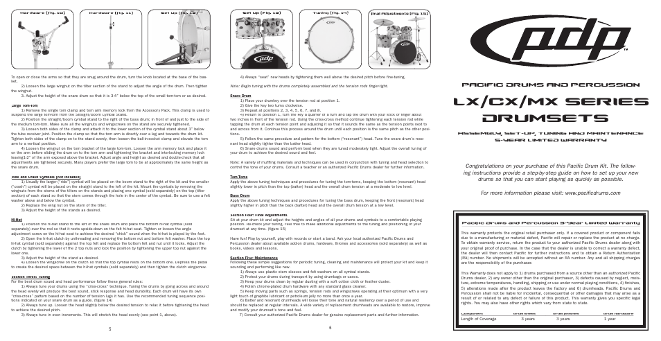 Pacific Drums & Percussion MX SERIES User Manual | 2 pages