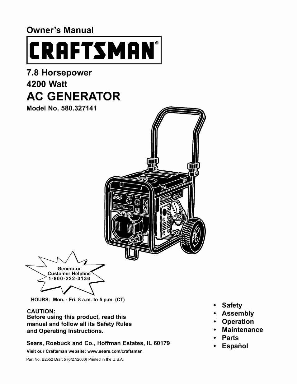 Craftsman 580.327141 User Manual | 48 pages