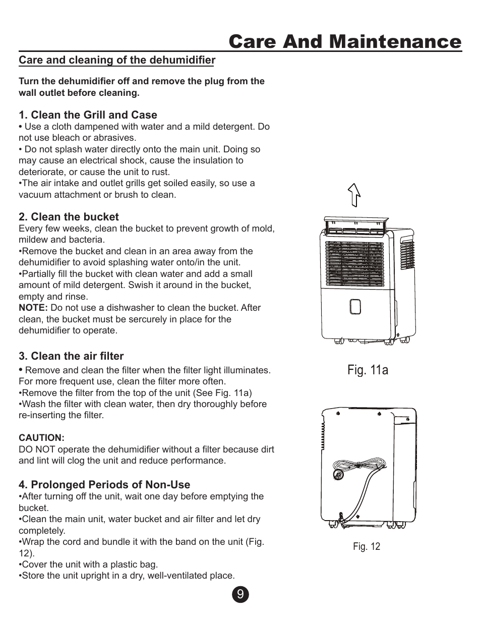 Care and maintenance, Fig. 11a | Perfect Aire PAD70 User Manual | Page 10 / 13