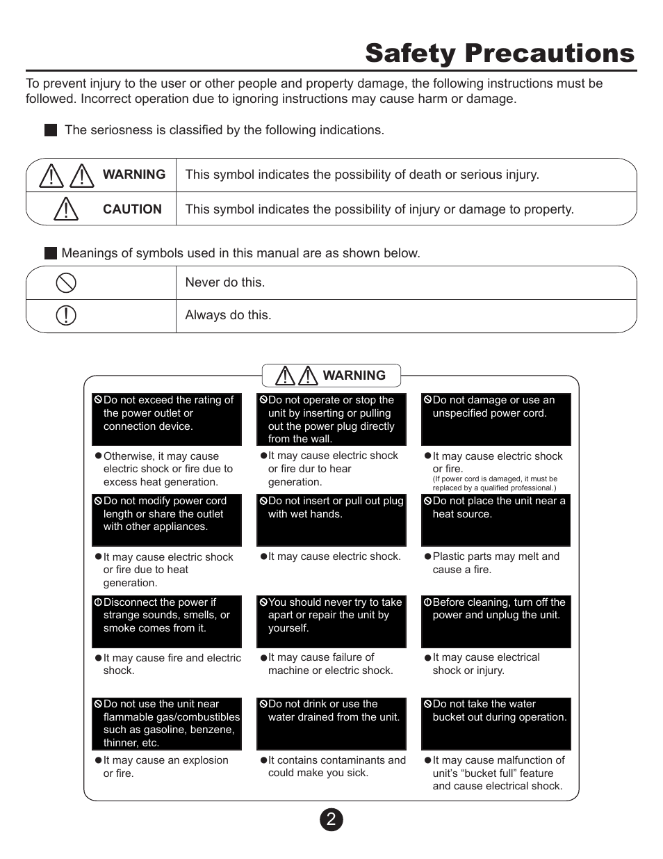 Safety precautions | Perfect Aire PAD70 User Manual | Page 3 / 13