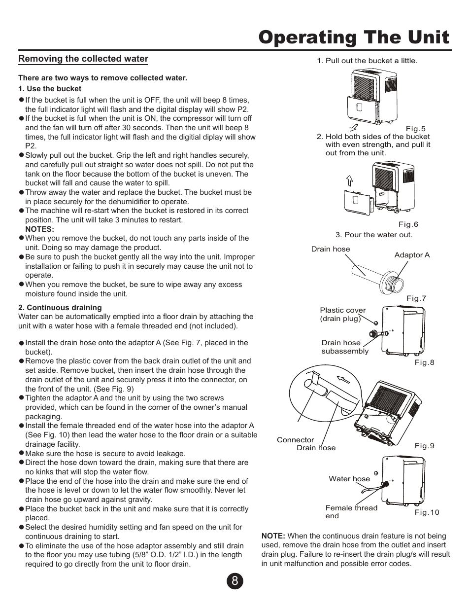 Operating the unit | Perfect Aire PAD70 User Manual | Page 9 / 13