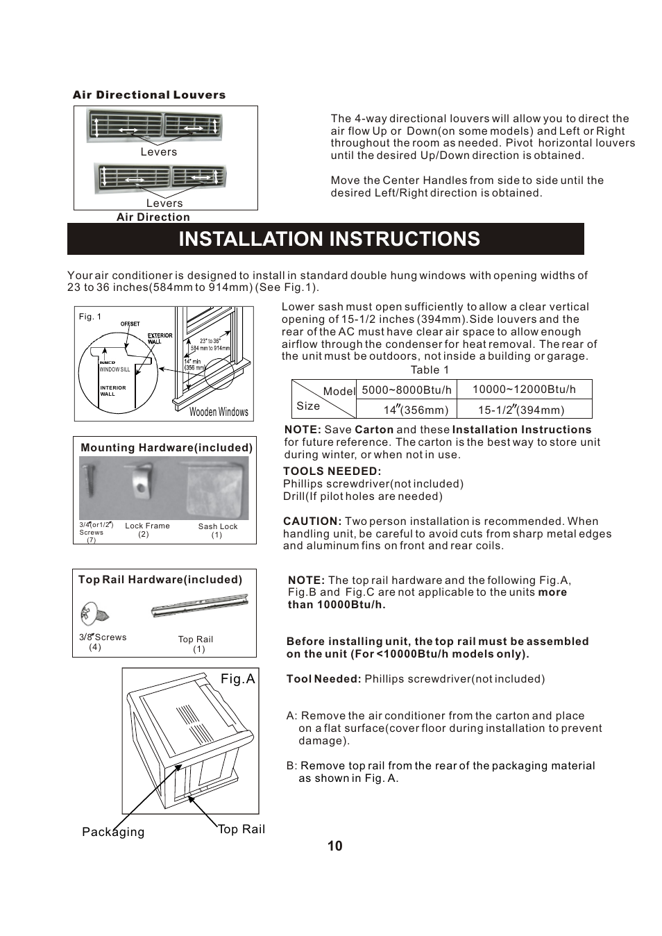 Т³гж 11, Installation instructions, Fig.a | Perfect Aire PAC10000 User Manual | Page 11 / 18
