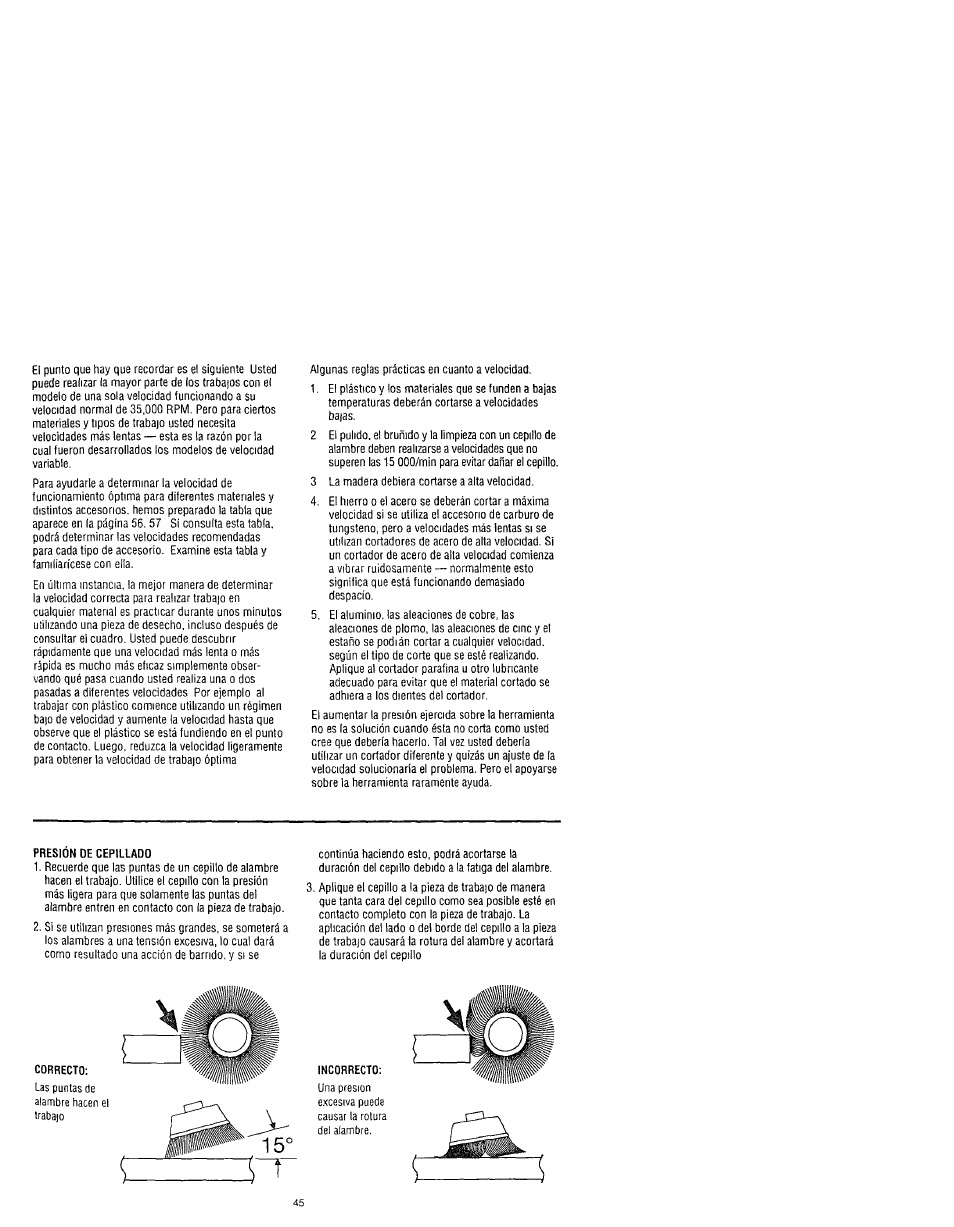 Necesidades de velocidades más lentas, A precaucion | Craftsman 572.61095 User Manual | Page 45 / 59