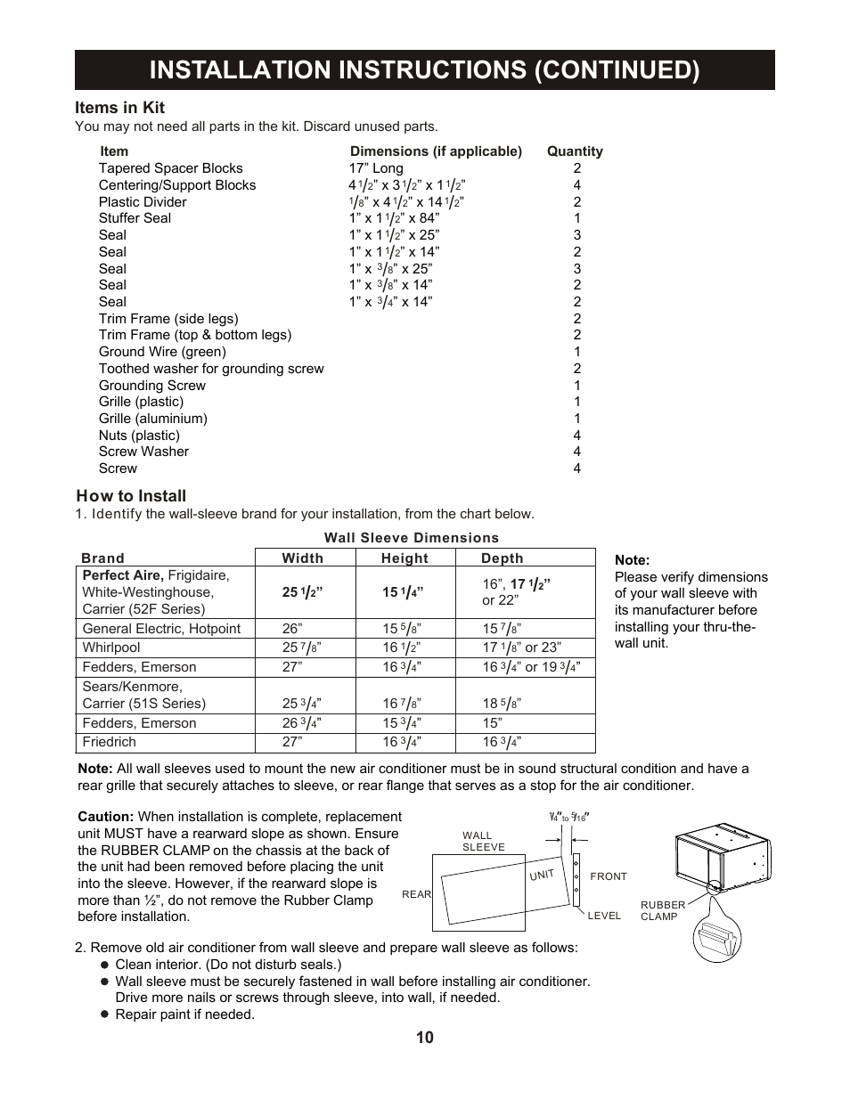 Installation instructions (continued), Items in kit, How to install | Perfect Aire PATWH14002 User Manual | Page 11 / 26