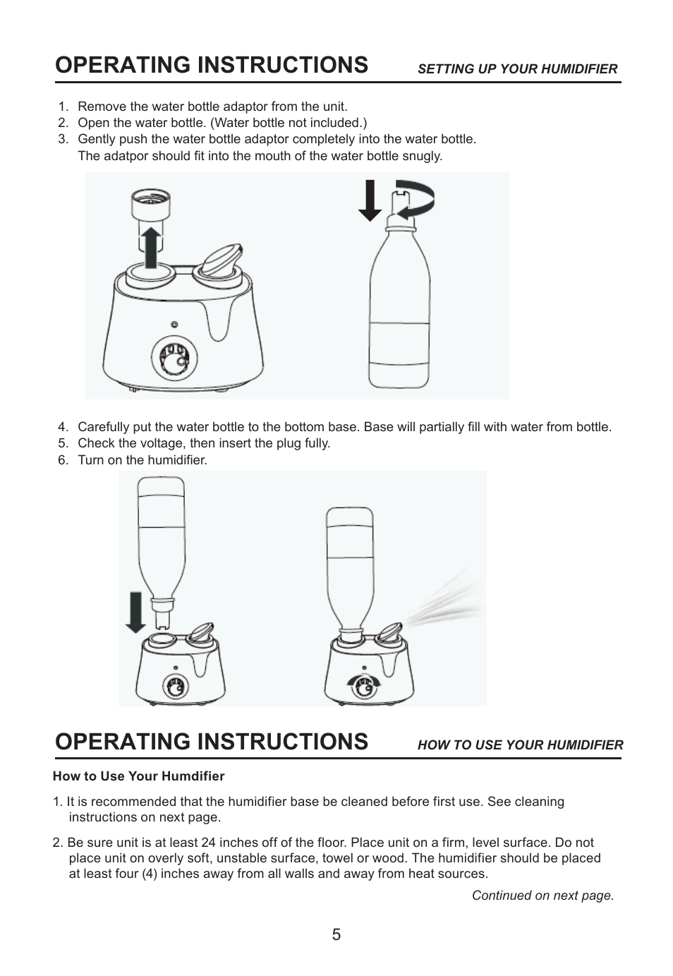 Operating instructions, L0%/7!0-(+0m | Perfect Aire PAU1 User Manual | Page 6 / 10