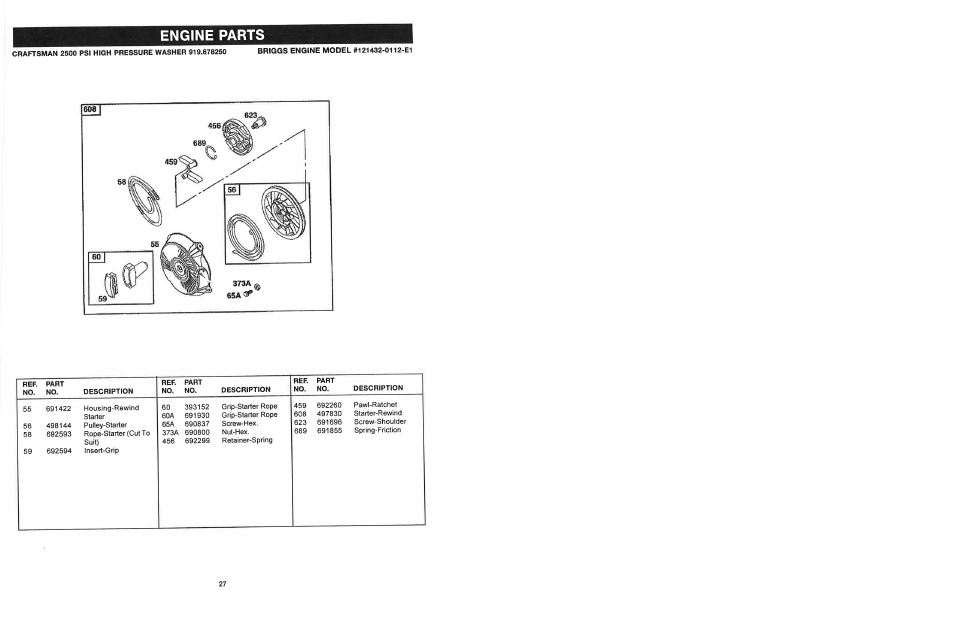Service air cleaner | Craftsman 919.678250 User Manual | Page 27 / 64