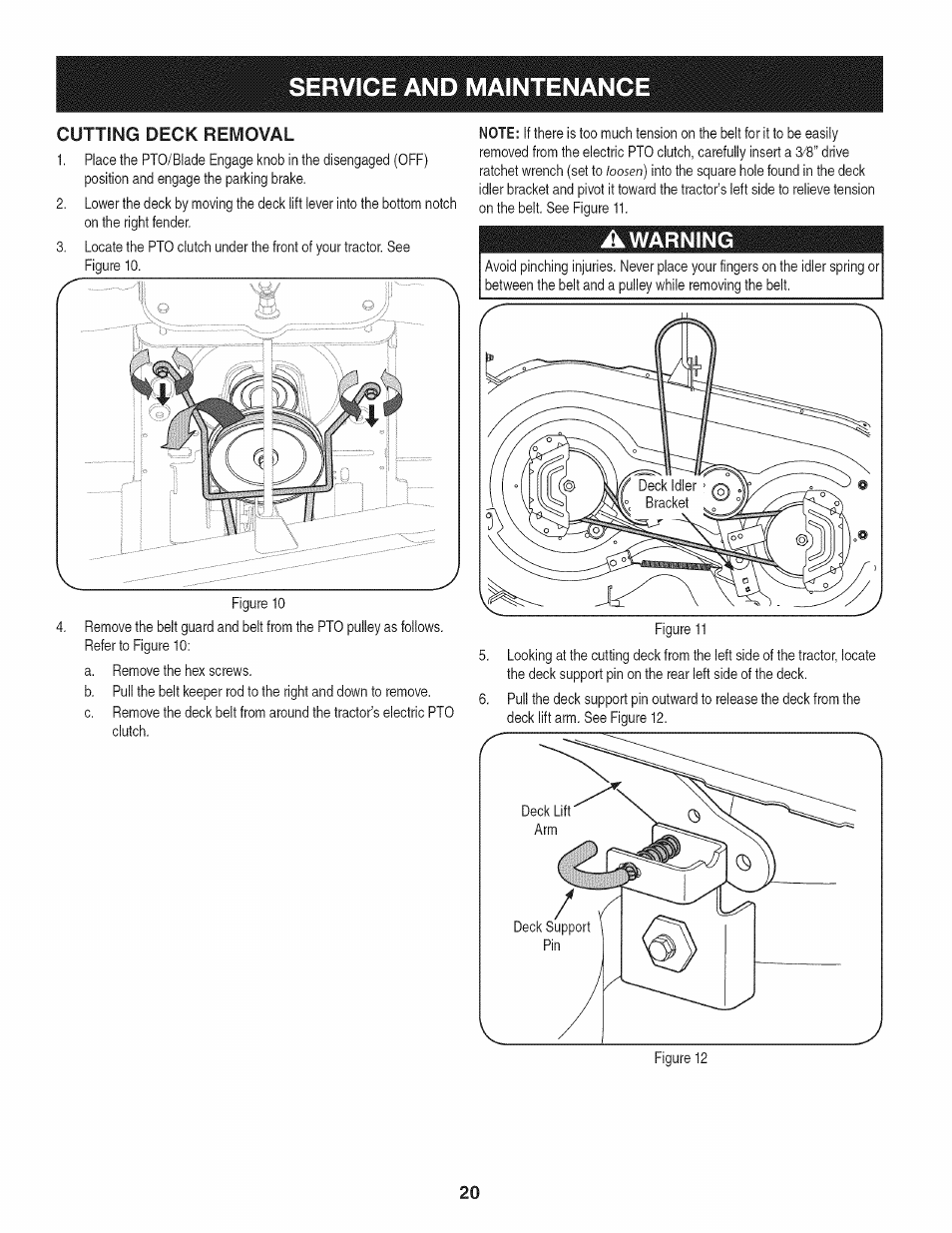 Service and maintenance, Awarning | Craftsman 247.28672 User Manual | Page 20 / 100