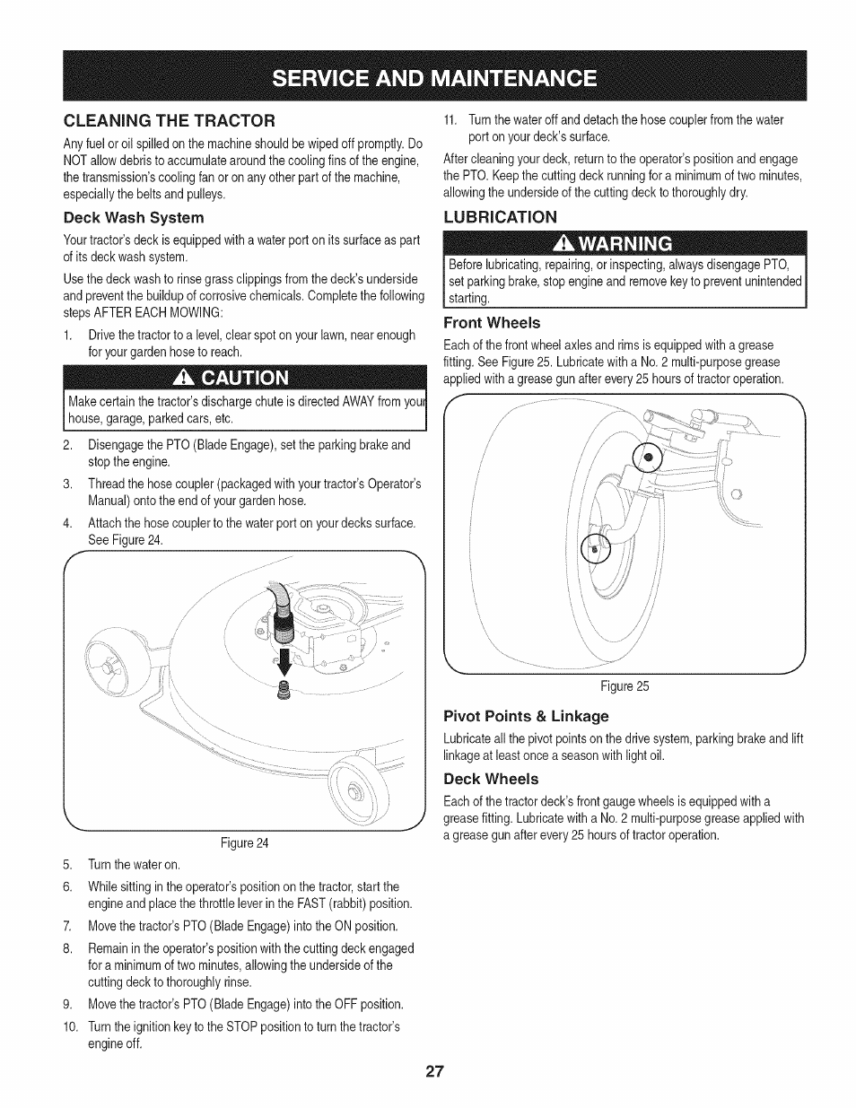 Service and maintenance, A caution | Craftsman 247.28672 User Manual | Page 27 / 100