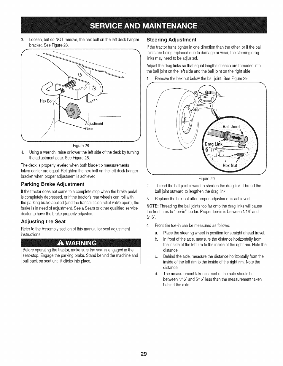 Service and maintenanc | Craftsman 247.28672 User Manual | Page 29 / 100