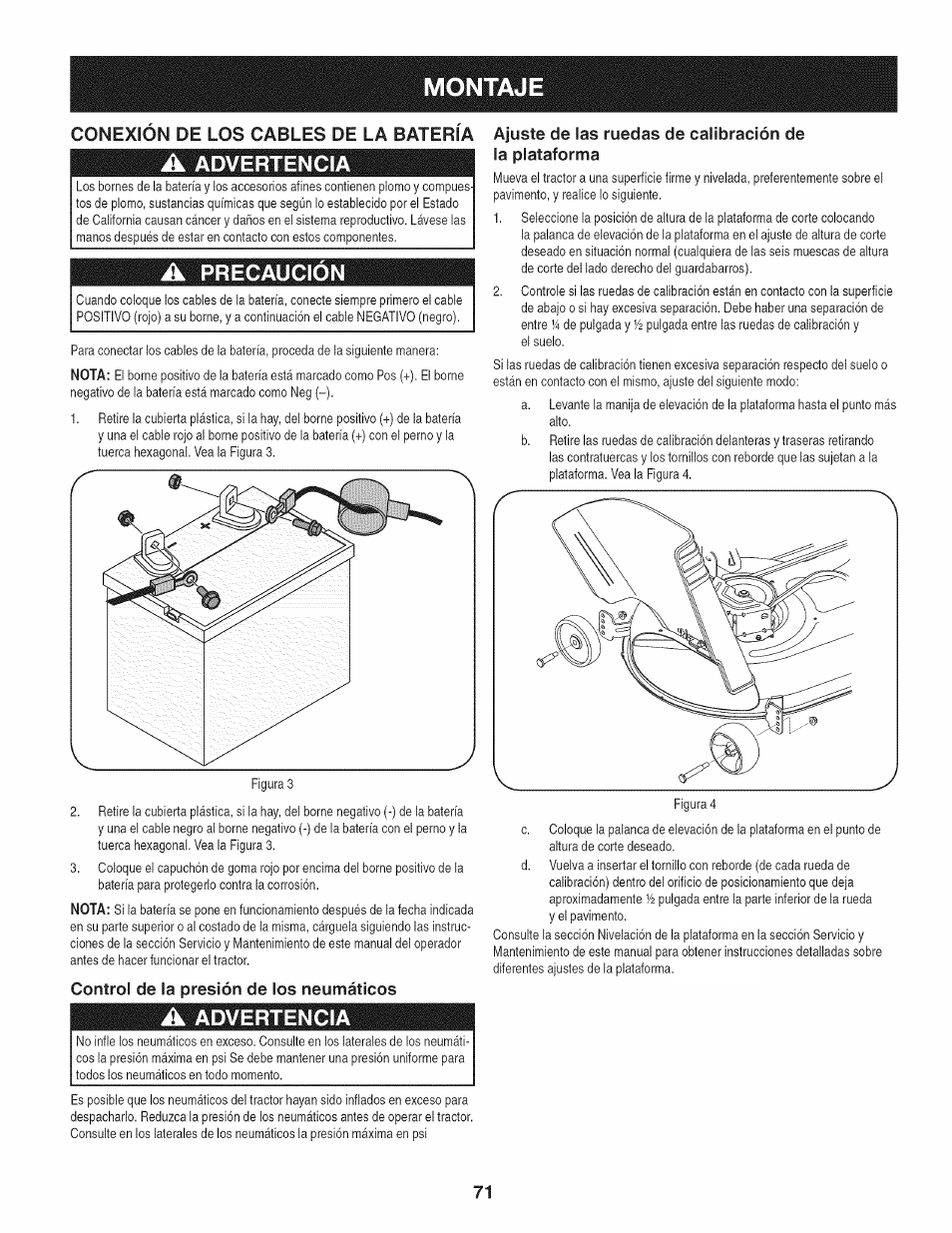 Montaje, Advertencia, Precaución | Craftsman 247.28672 User Manual | Page 71 / 100