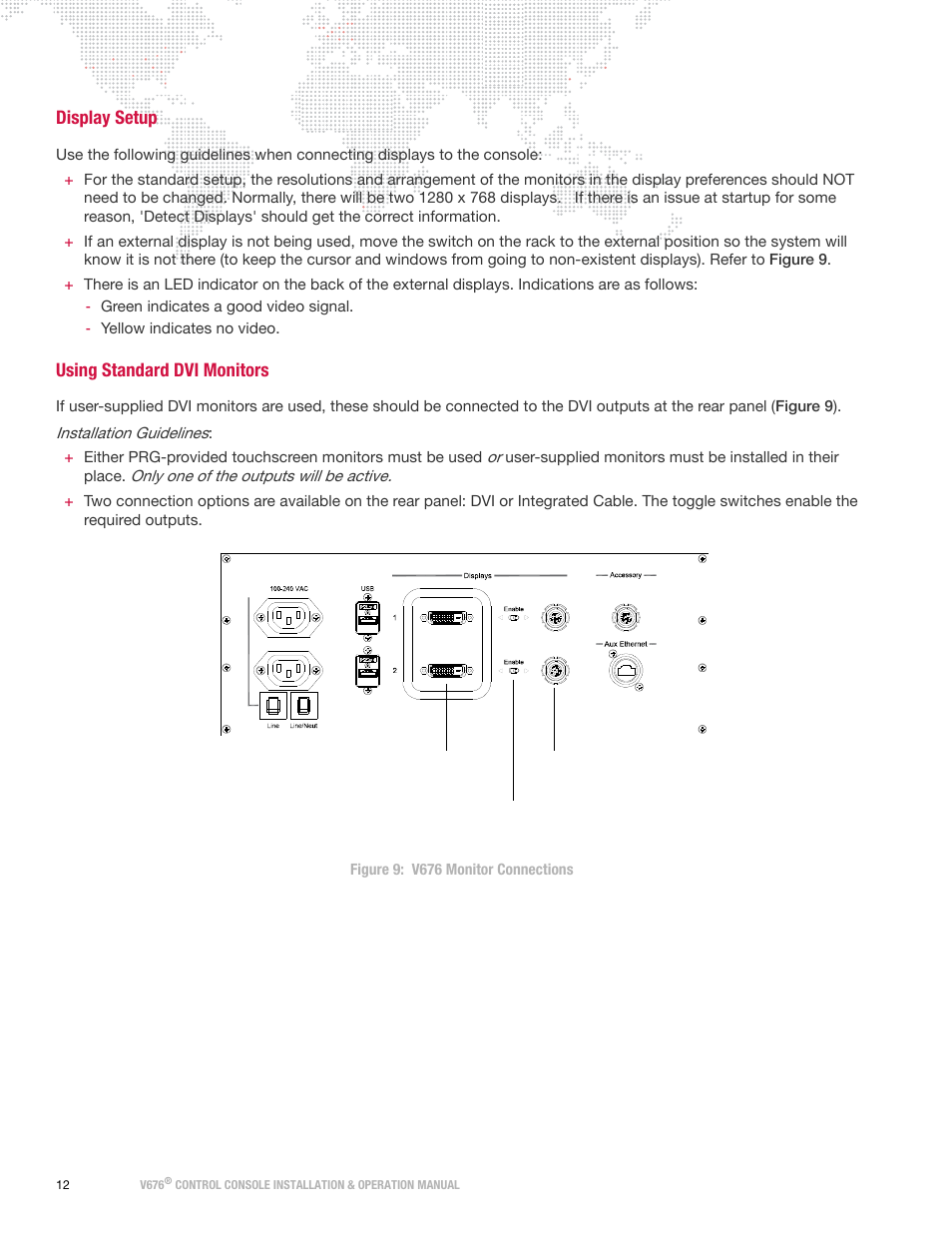 Display setup, Using standard dvi monitors | PRG V676 Installation & Operation Manual User Manual | Page 22 / 32