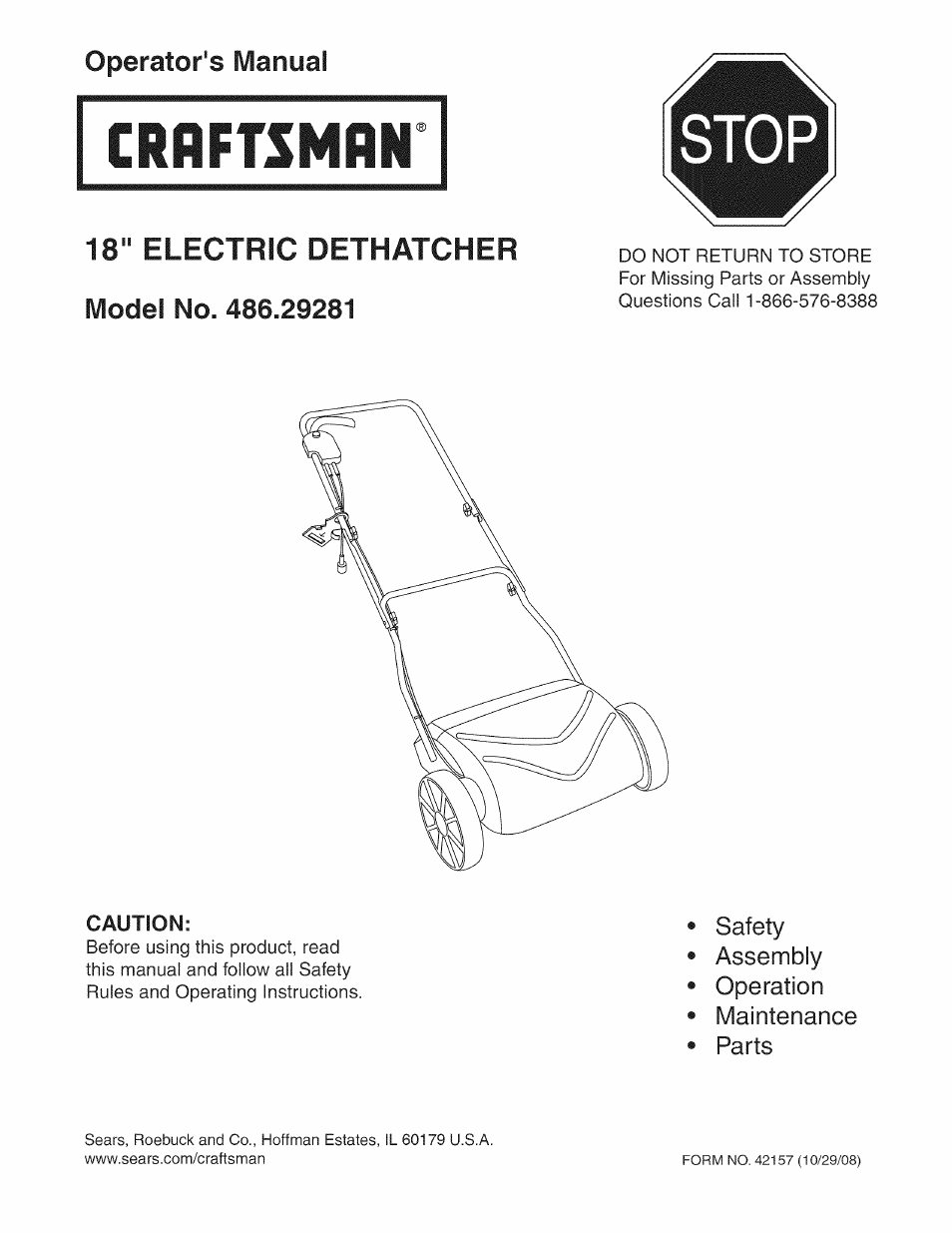 Craftsman 486.29281 User Manual | 12 pages