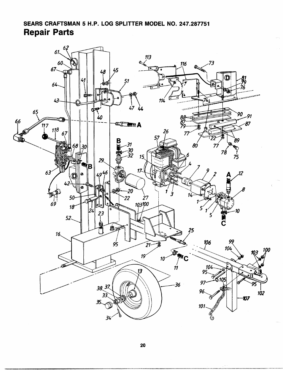 Repair parts | Craftsman 247.287751 User Manual | Page 20 / 27