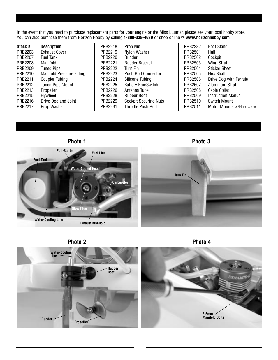 Appendix, Photo 1 photo 3 photo 2 photo 4 | Pro Boat PRB2500 User Manual | Page 10 / 12